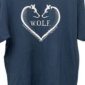 WOLF Wildlife Graphic Tee Nature Wolves Shirt Blue Size L